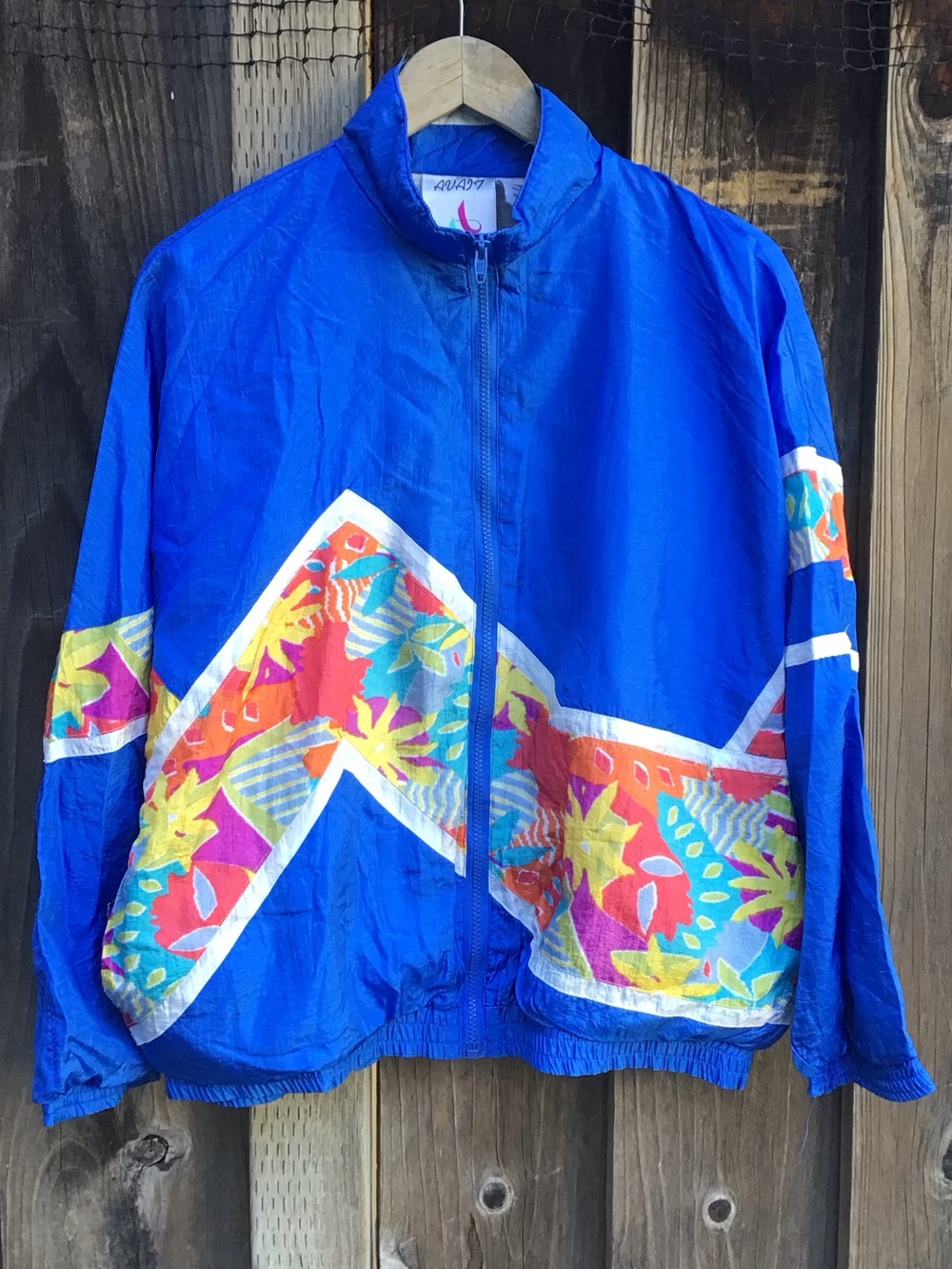 Vintage 90s Avanti Sport Windbreaker Jacket Blue Colorblock Retro Womens Large